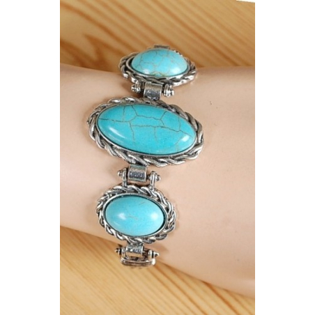 Bracelet Turquoise Howlite Trio Oval Knee Country Western