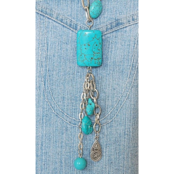Collier Turquoise Long Rectangle Country Western