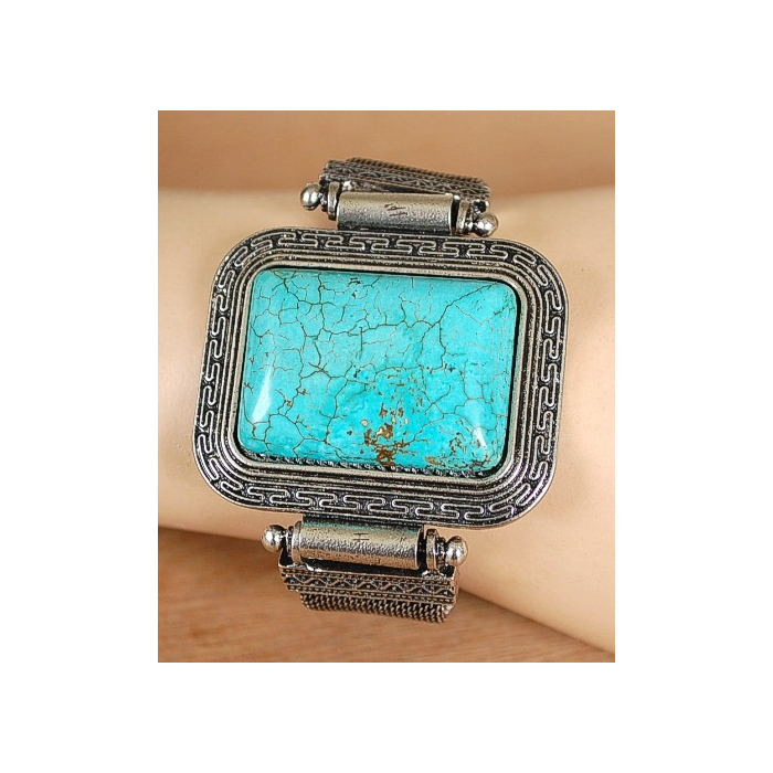 Bracelet Turquoise Howlite Rectangle Maille