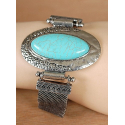 Bracelet Turquoise Howlite Oblong Maille Country Western