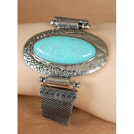 Bracelet Turquoise Howlite Oblong Maille