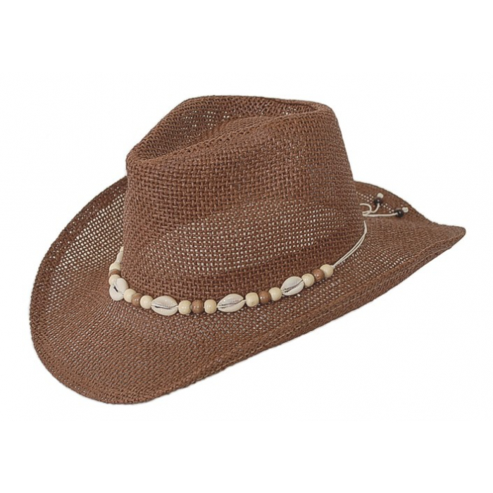Chapeau Country Western Bourdalou Coquillages Marron