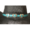 Bourdalou Coeur - Lanière double - Turquoise - Country Western