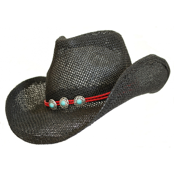 Bourdalou Lanière Rouge - Concho Ronds Turquoise - Country Western