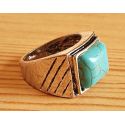 Bague Turquoise Vintage Rectangle Chevalière Country Western