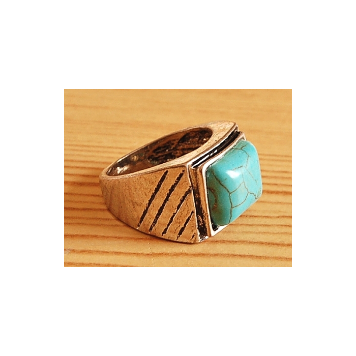 Bague Turquoise Vintage Rectangle Country Western