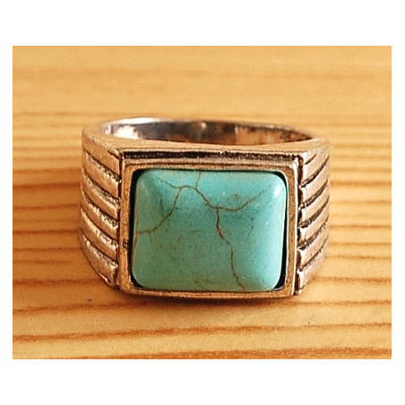 Bague Turquoise Vintage Rectangle Country Western