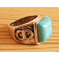 Bague Turquoise Vintage Carré Country Western