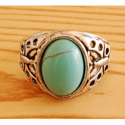 Bague Turquoise Vintage Ovale Papillon Country Western