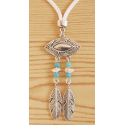 Collier Pendentif Pierres Turquoise Grand Aigle Country Western