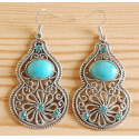 Boucles d\'oreilles Calebasse Turquoise Brillant Country Western