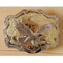 Boucle de Ceinture Rectangle Fond Or Aigle Country Western Cowboy