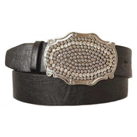 Ceinture Boucle Rectangle Chaine Strass Country Western Cowboy