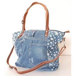 Sac Cabas Fourre-tout Toile Jean Denim Patchwork Country Western J03