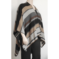 Cape Poncho Rayures Gris...