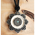 Collier Pendentif Fleur Turquoise Blanche Country Western