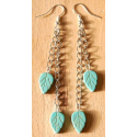 Boucle d\'oreilles Longues Plumes Turquoise Country Western