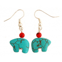 Boucles d\'oreilles Ours Turquoise Zuni Country Western