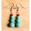 Boucles d\'oreilles Perles Rondes Turquoise Country Western