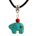 Collier Pendentif Turquoise Ours Zuni Country Western