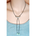Collier Pendentif Aigle et Plumes Howlite Turquoise Country Western