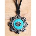 Collier Pendentif Fleur Turquoise Concho Country Western