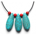 Collier Gouttes Howlite Turquoise / Rouge Country Western
