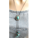 Collier Pendentif Bolo Turquoise Country Western