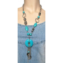Collier Long Turquoise Rondelle Country Western