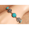 Bracelet Medaillon Turquoise Howlite Flower Country Western