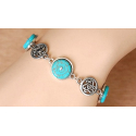 Bracelet Medaillon Turquoise Howlite Rond Country Western