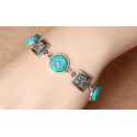 Bracelet Medaillon Turquoise Howlite Carré Country Western
