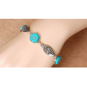 Bracelet Medaillon Turquoise Howlite Ovale Country Western