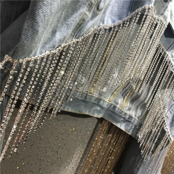 Veste en jean à franges strass – Cropped western femme tendance – Image 6