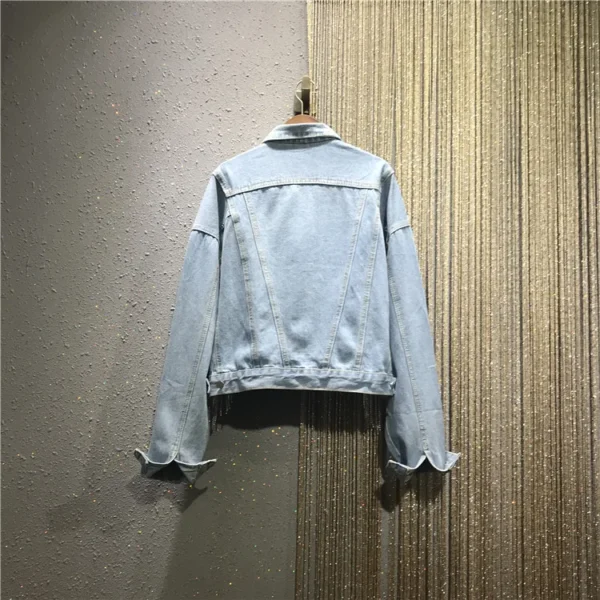 Veste en jean à franges strass – Cropped western femme tendance – Image 4