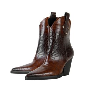 Bottines western à bout pointu et talon biseauté