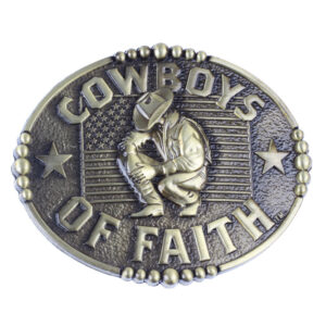 Boucle de ceinture western « Cowboys Of Faith » en bronze
